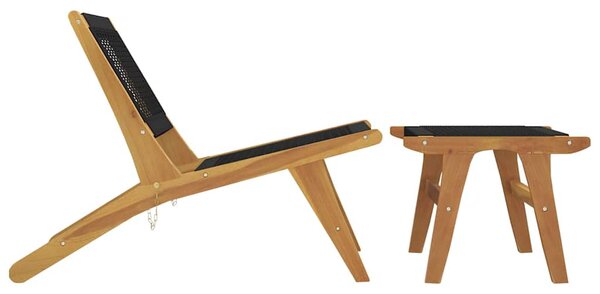 Zahradní židle s podnožkou masivní teakové dřevo a polyester 319155