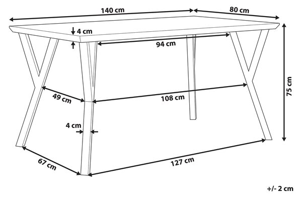 Jídelní stůl BRAVO Světle hnědá 140 cm 80 cm