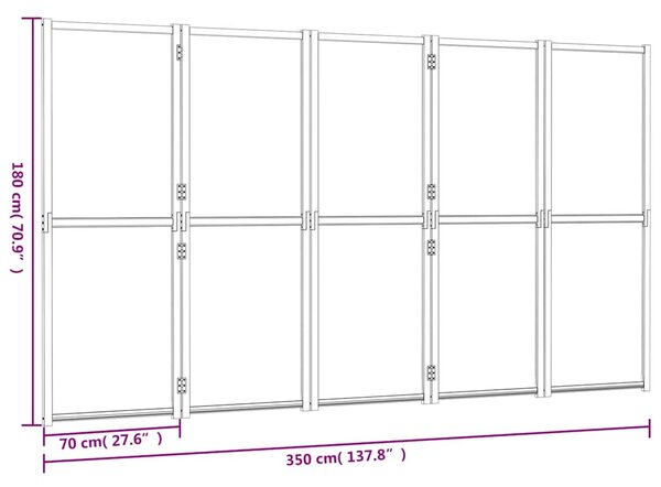 5dílný paraván krémově bílý 350 x 180 cm 319185