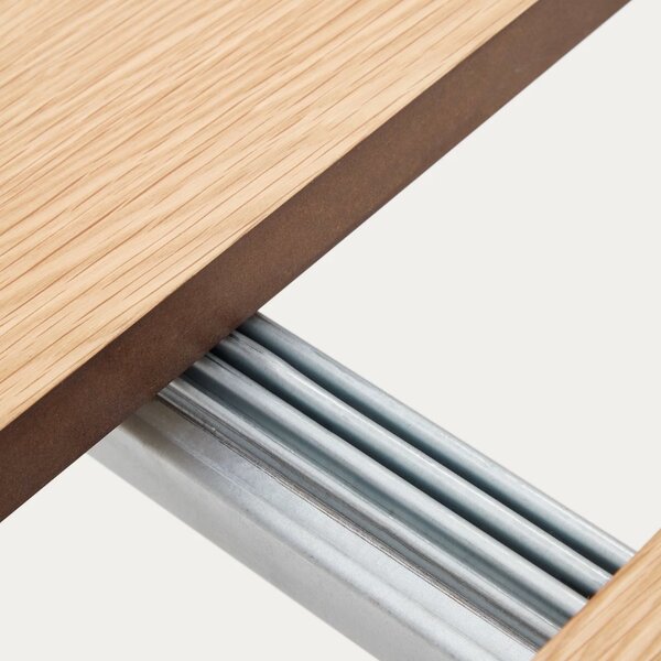 Dubový rozkládací jídelní stůl Kave Home Montuiri 90-170 x 90 cm s černou podnoží