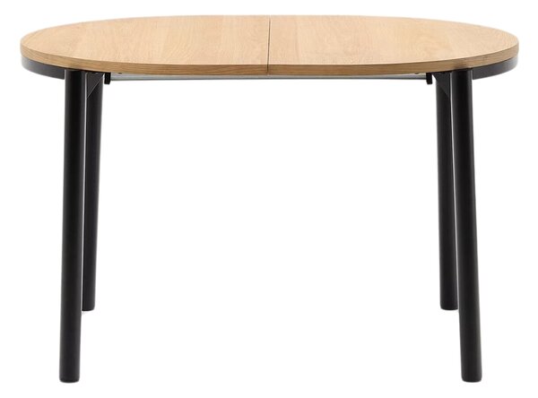 Dubový rozkládací jídelní stůl Kave Home Montuiri 120-200 x 90 cm s černou podnoží
