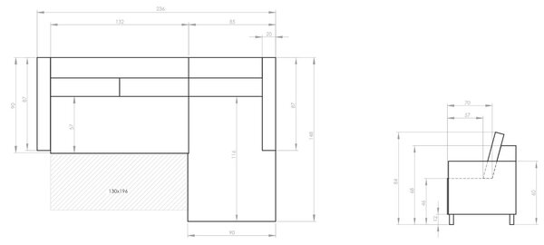 -25 % Dny MOMENTI– Miuform Sametová rozkládací pohovka Lofty Lilly 236 cm, pravá