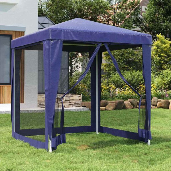 Party stan se 4 síťovanými bočnicemi modrý 2 x 2 m HDPE 319217