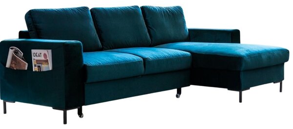 -25 % Dny MOMENTI– Miuform Sametová rozkládací pohovka Lofty Lilly 236 cm, pravá