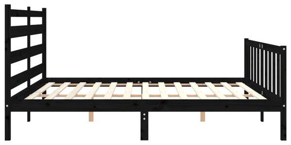 Rám postele s čelem černý 200 x 200 cm masivní dřevo 3192060