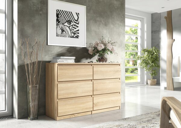 Komoda Meble Masztalerz 120 x 39 x 79 Cm dub sonoma mat