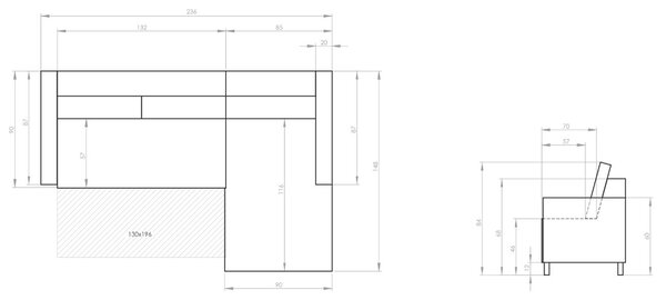 -25 % Dny MOMENTI– Miuform Sametová rozkládací pohovka Lofty Lilly 236 cm, pravá