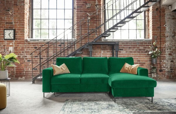 -25 % Dny MOMENTI– Miuform Sametová rozkládací pohovka Lofty Lilly 236 cm, pravá