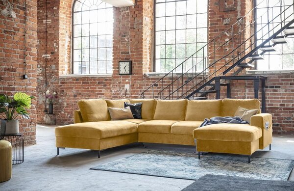 -25 % Dny MOMENTI– Miuform Sametová rozkládací pohovka Lofty Lilly 303 cm, levá