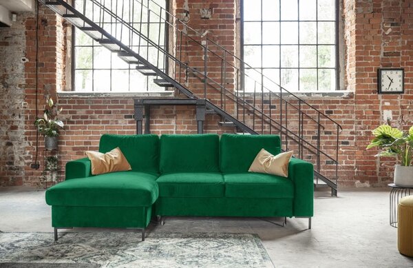 -25 % Dny MOMENTI– Miuform Sametová rozkládací pohovka Lofty Lilly 236 cm, levá