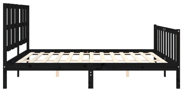 Rám postele s čelem černý 200 x 200 cm masivní dřevo 3192255