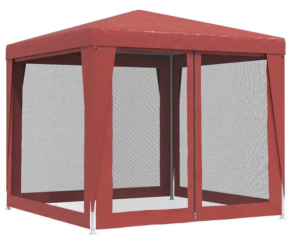 Party stan se 4 síťovanými bočnicemi červený 2,5 x 2,5 m HDPE 319225