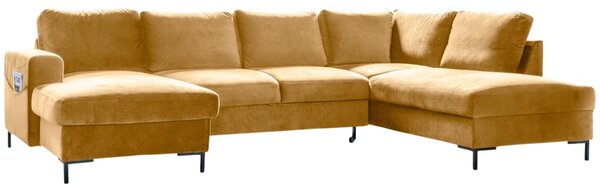 -25 % Dny MOMENTI– Miuform Sametová rozkládací pohovka Lofty Lilly 303 cm, pravá