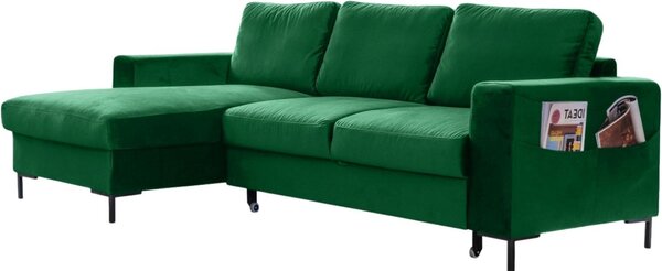 -25 % Dny MOMENTI– Miuform Sametová rozkládací pohovka Lofty Lilly 236 cm, levá