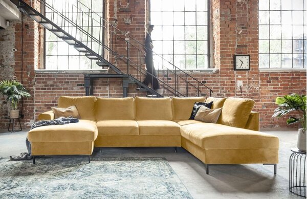 -25 % Dny MOMENTI– Miuform Sametová rozkládací pohovka Lofty Lilly 303 cm, pravá