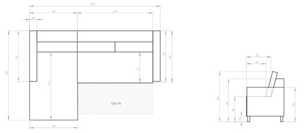 -25 % Dny MOMENTI– Miuform Sametová rozkládací pohovka Lofty Lilly 236 cm, levá