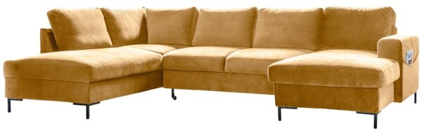 -25 % Dny MOMENTI– Miuform Sametová rozkládací pohovka Lofty Lilly 303 cm, levá