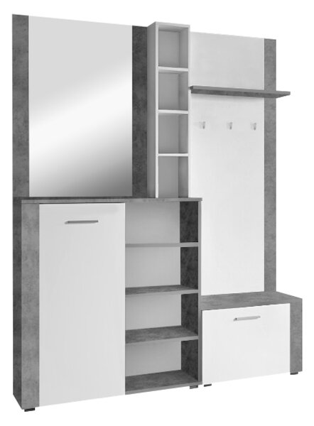 KONDELA Předsíňová sestava, bílá/beton, FANDU