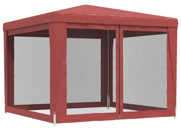 Party stan se 4 síťovanými bočnicemi červený 3 x 3 m HDPE 319230