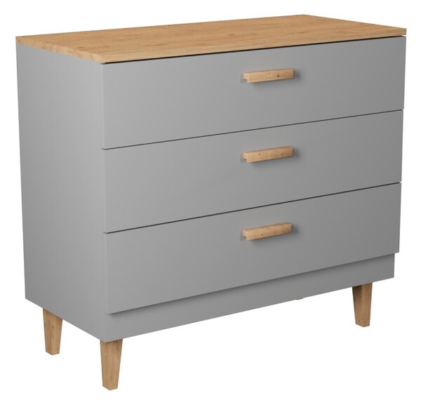 Kocot kids Komoda se šuplíky DENVER 100 cm šedá/dub hickory
