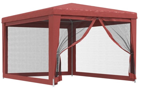 Party stan se 4 síťovanými bočnicemi červený 3 x 4 m HDPE 319235
