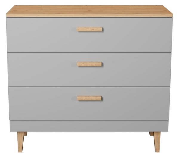 Kocot kids Komoda se šuplíky DENVER 100 cm šedá/dub hickory