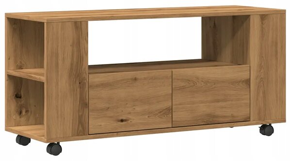 TV stolek dub 102x34,5x43 cm, nosnost 60 kg, na kolečkách