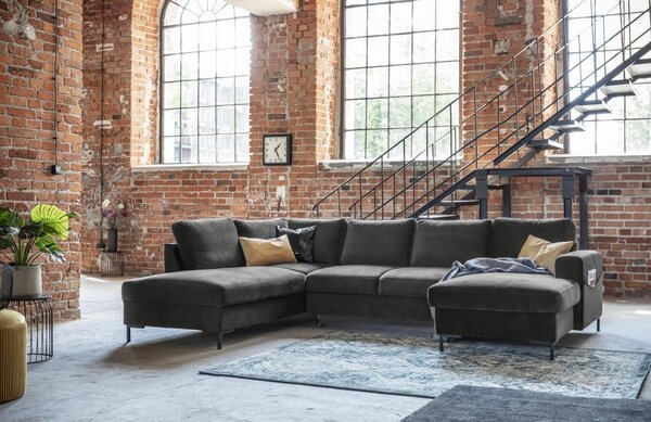 -25 % Dny MOMENTI– Miuform Sametová rozkládací pohovka Lofty Lilly 303 cm, levá