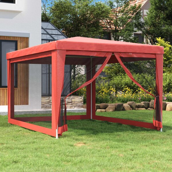 Party stan se 4 síťovanými bočnicemi červený 3 x 4 m HDPE 319235