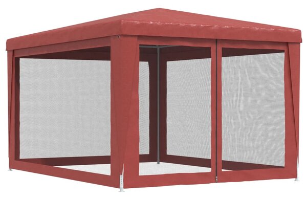 Party stan se 4 síťovanými bočnicemi červený 3 x 4 m HDPE 319235