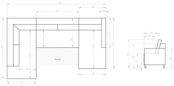 -25 % Dny MOMENTI– Miuform Sametová rozkládací pohovka Lofty Lilly 303 cm, levá