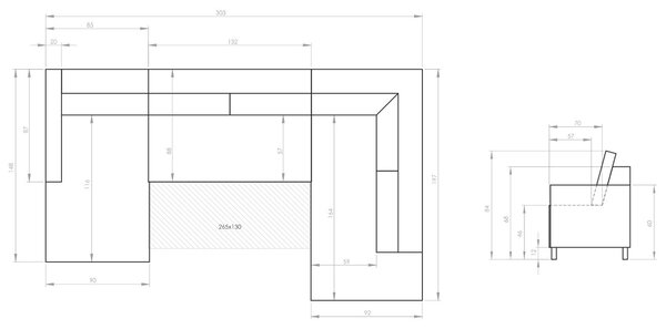 -25 % Dny MOMENTI– Miuform Sametová rozkládací pohovka Lofty Lilly 303 cm, pravá