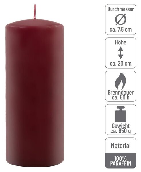 Vínová parafínová svíčka 20 cm, 80 h hoření, sada 2 ks