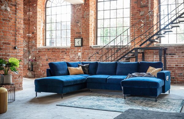 -25 % Dny MOMENTI– Miuform Sametová rozkládací pohovka Lofty Lilly 303 cm, levá