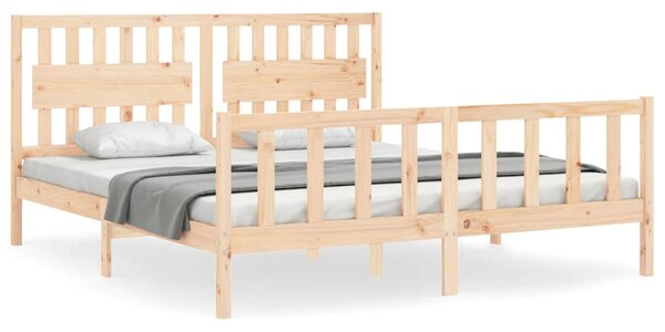 Rám postele s čelem Super King Size masivní dřevo 3192441