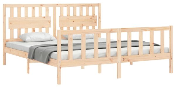 Rám postele s čelem Super King Size masivní dřevo 3192441