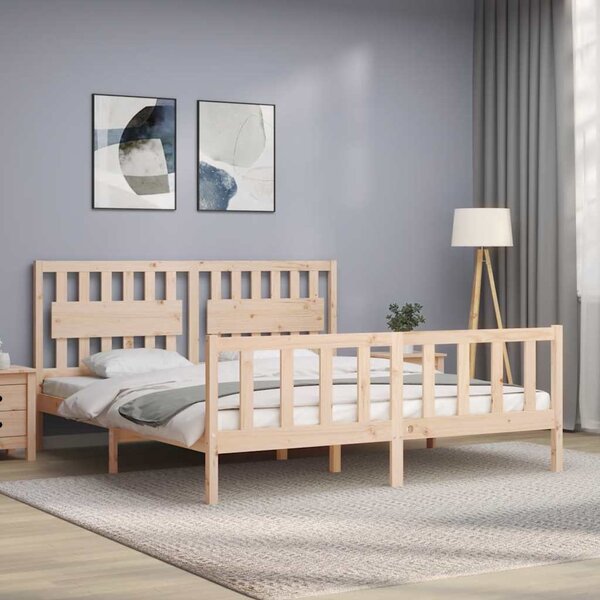 Rám postele s čelem Super King Size masivní dřevo 3192441
