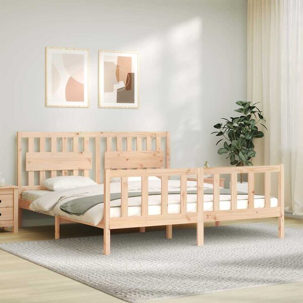 Rám postele s čelem Super King Size masivní dřevo 3192441