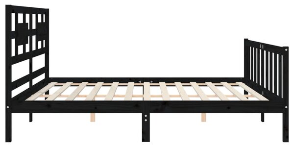 Rám postele s čelem černý 200 x 200 cm masivní dřevo 3192580