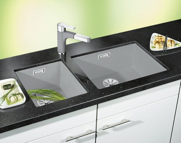 Blanco Subline 320-U, silgranitový dřez pod pracovní desku 350x460x190 mm, 1-komorový, šedá vulkán, BLA-527343