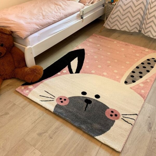 Dětský koberec Kiddo F0131 pink 80 x 150 cm - SLEVA 80 x 150 cm - SLEVA