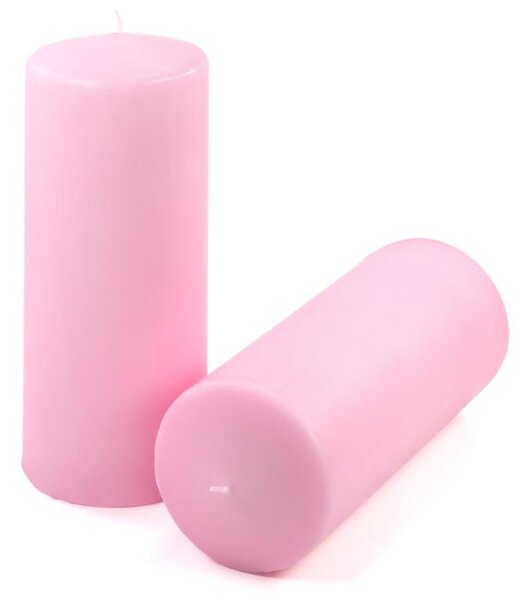 Růžová parafínová svíčka 25 cm, 180 h hoření, sada 2 ks