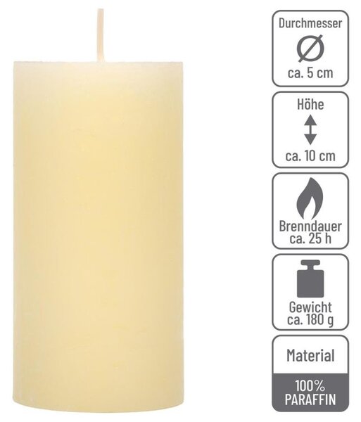 Krémová parafínová svíčka rustikální 10 cm, 25 h, sada 16 ks