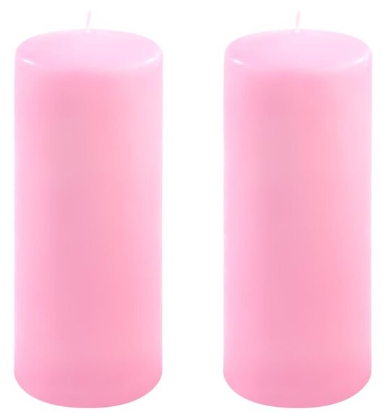 Růžová parafínová svíčka 25 cm, 180 h hoření, sada 2 ks