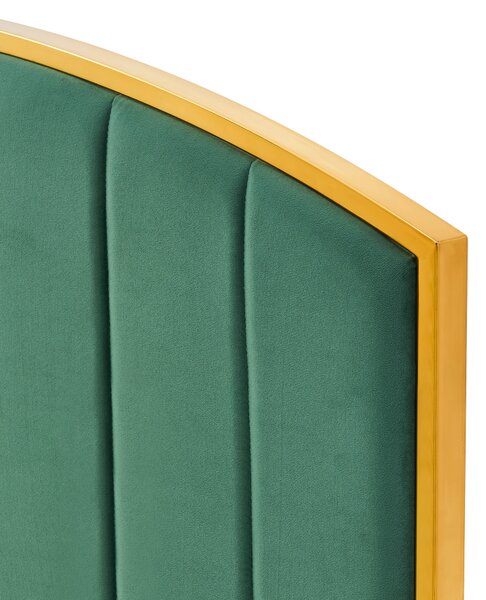 KONDELA Postel s roštem, 160x200, zelená Velvet látka/gold chrom zlatá, GEORGIA