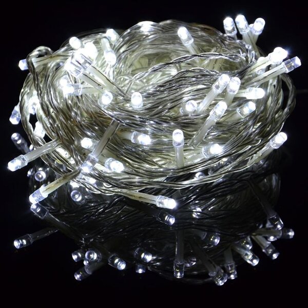 Sada vánočních LED řetězů s časovačem, 100 LED, studená bílá