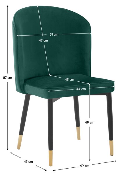 KONDELA Jídelní židle, zelená Velvet látka/černá, UDAJA