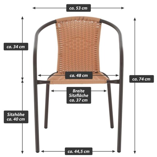 Zahradní balkonový set, polyratan, 2 židle + skleněný stůl
