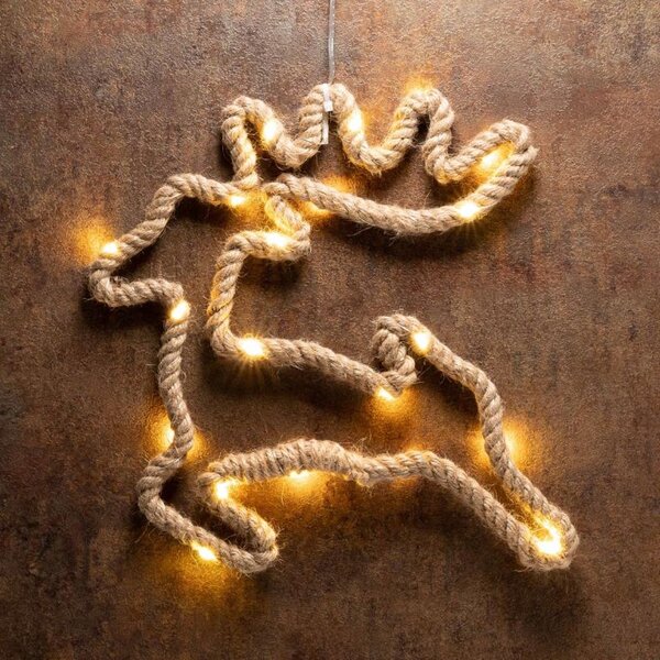 Vánočních dekorace, sob, 28x29 cm, 20 LED, teplá bílá, 2 ks