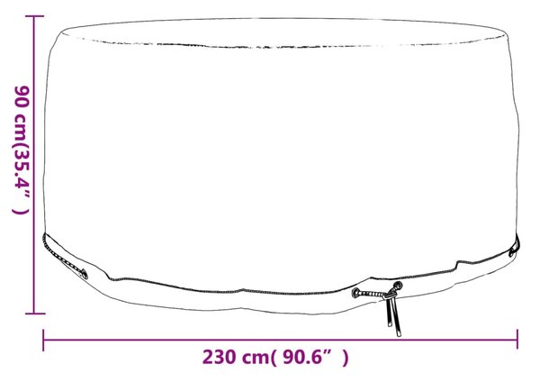 Plachta na zahradní nábytek 10 oček Ø 230 x 90 cm kulatá 319298